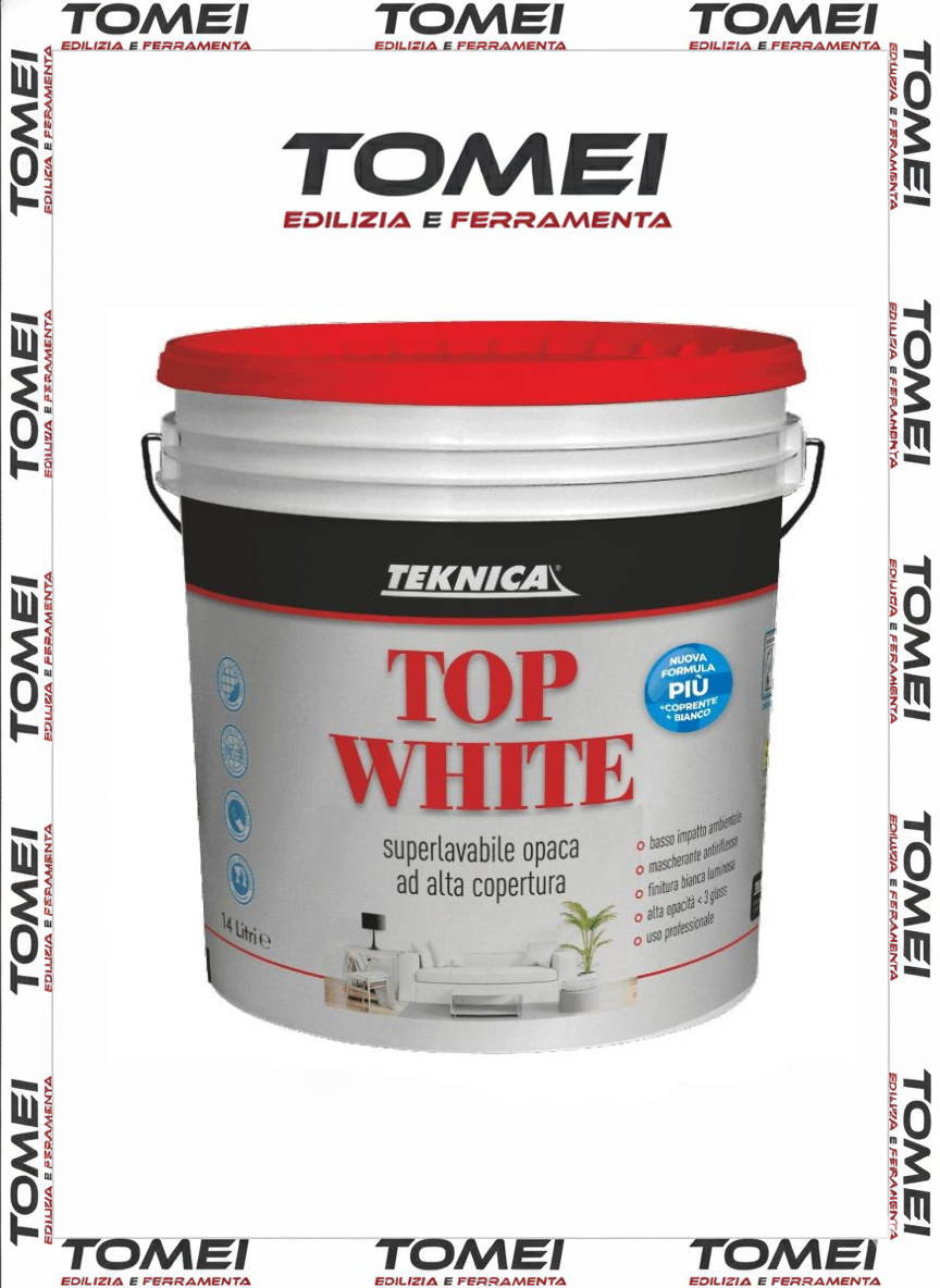 Idropittura TOPWHITE Teknica Superlavabile Bianco Assoluto Alta Resa 4-14 LT