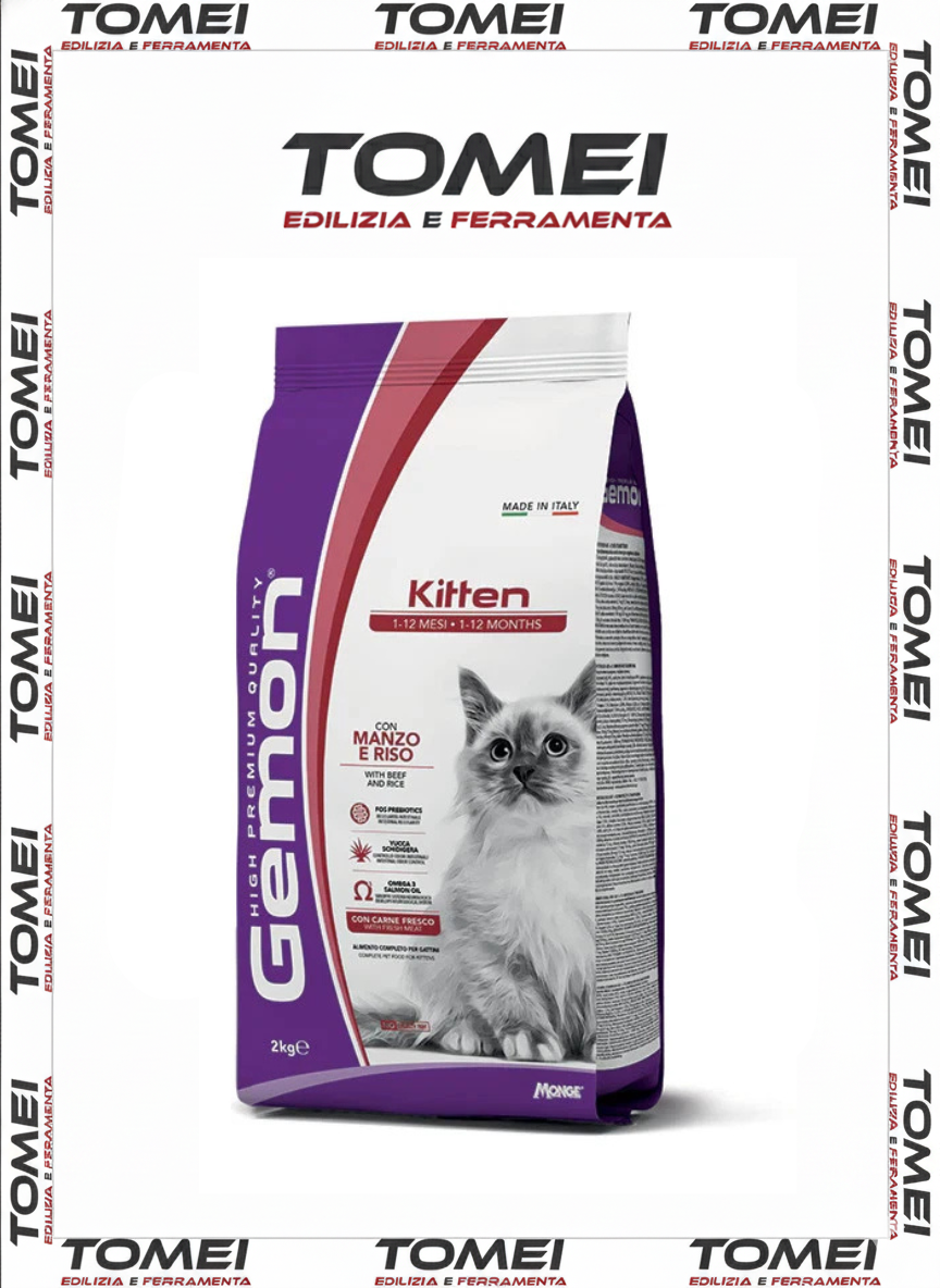 GEMON Kitten Manzo e Risocibo secco per gatti 2 kg MONGE alimento completo