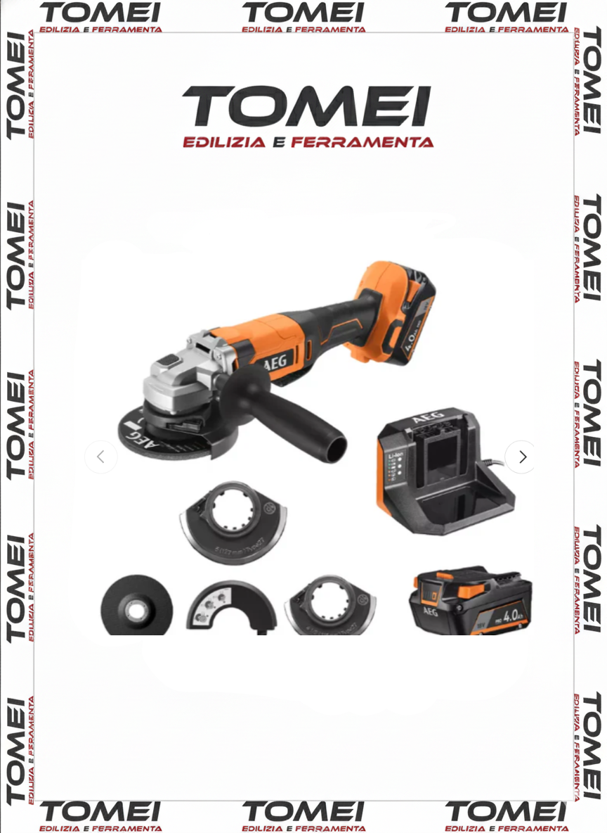 Smerigliatrice Angolare AEG BEWS18-125BLPX2-602C Brushless 18V, con 2 Batterie 6.0 Ah e Valigetta