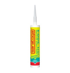 Silicone Sigillante Saratoga SIL 3004 Acetico Antimuffa Trasparente Bianco 280ml