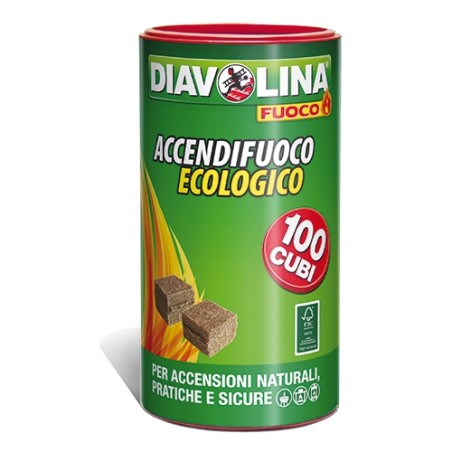Diavolina Accendifuoco Ecologico 100pz, Accensione Istantanea