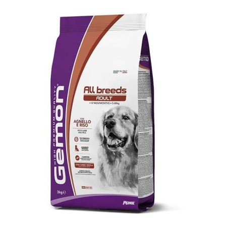Monge gemon cane medium adult agnello e riso 3 kg crocchette per cani adulti