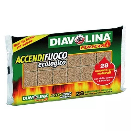 Diavolina Accendifuoco Ecologica Confezione da 28 pz