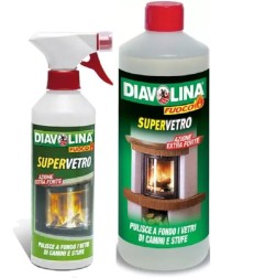 DIAVOLINA PULITORE FULIGGINE PER VETRI STUFE CAMINI 0.50LTx2 bipack con ricarica