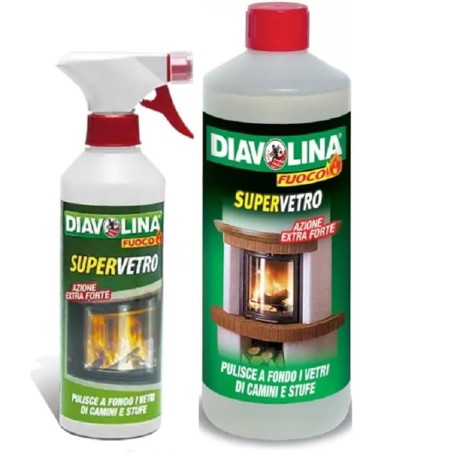 DIAVOLINA PULITORE FULIGGINE PER VETRI STUFE CAMINI 0.50LTx2 bipack con ricarica