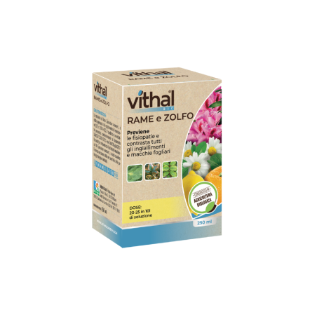 VITHAL Rame e Zolfo Concime Fogliare Liquido a Base di Rame Zolfo e 250 ml