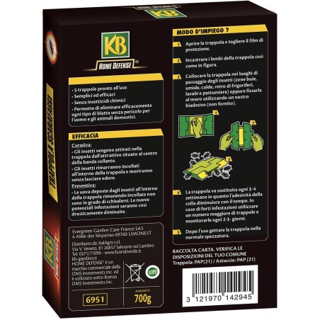 5 TRAPPOLE ADESIVE PER SCARAFAGGI BLATTE NEXA TRAPPOLA CON COLLA KB 5 PEZZI