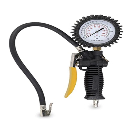 PISTOLA GONFIAGGIO CON MANOMETRO COMPRESSORE ARIA COMPRESSA HIT 119404