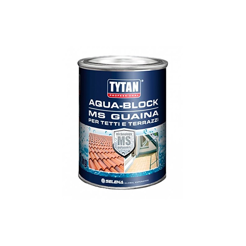 Guaina Liquida ai Polimeri Piscine AQUA-BLOCK MS GUAINA TYTAN Kg1 Bianco  Grigio