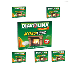 10 Diavolina Accendifuoco 40 Cubetti Confezione Richiudibile Camini stufe Barbecue