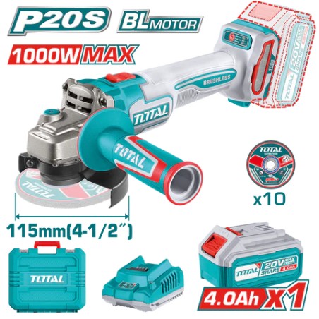 Smerigliatrice Total TAGLI271531E a batteria da 4 ah kit completo di valigetta