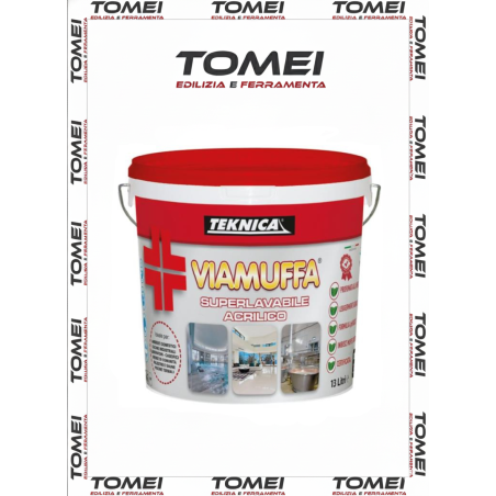 IDROPITTURA SUPERLAVABILE ACRILICO VIAMUFFA LT 4 O LT 13 BIANCO PURO TEKNICA