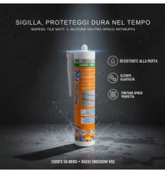 Sigillante Siliconico Opaco Per Ceramica Resistente a Muffa Mapesil Tile Matt