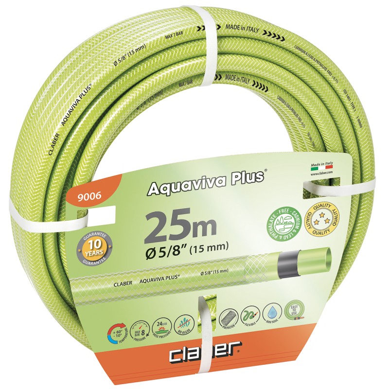 Tubo garden AQUAVIVA PLUS 5/8" (14 - 19mm) 25 metri - CLABER 9006 Tubo garden AQUAVIVA PLUS 5/8" (14 - 19mm) 25 metri - CLABER 9006