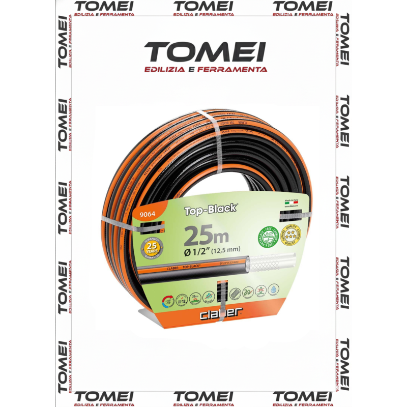 Tubo Irrigazione Top-Black 1/2" 25 MT Antialghe Rinforzato 9064 CLABER Tubo Irrigazione Top-Black 1/2" 25 MT Antialghe Rinforzato 9064 CLABER