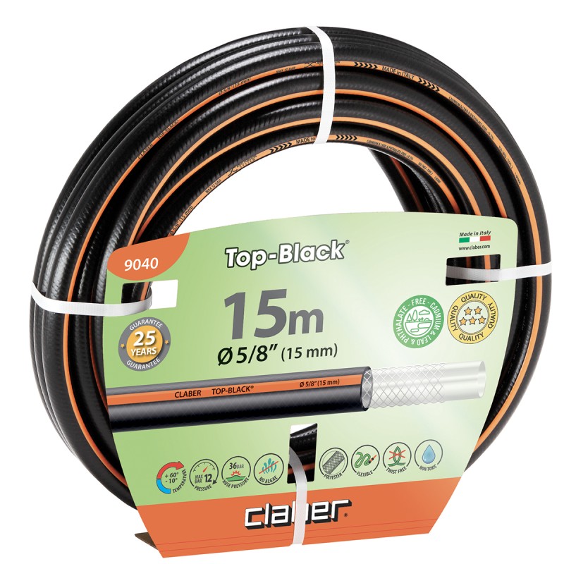 Tubo Irrigazione Top-Black 5/8" 15 MT Antialghe Rinforzato 9040 CLABER Tubo Irrigazione Top-Black 5/8" 15 MT Antialghe Rinforzato 9040 CLABER