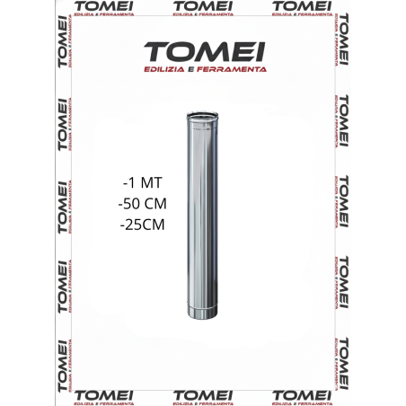 Tubo Canna Fumaria 1mt-50cm Diametro 250mm Acciaio Inox 316 Monoparete