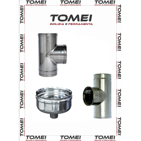 Raccordo a T 90° monoparete tubo in acciaio inox per canna fumaria pellet stufe