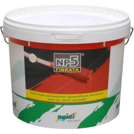 GUAINA LIQUIDA NAICI NP5 FIBRATA IMPERMEABILIZZANTE PER TERRAZZI GRIGIO 5 KG