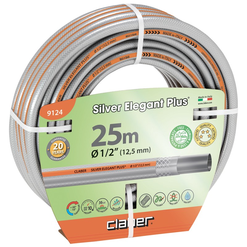 Claber silver elegant plus tubo retinato da 1/2 25 m cod. 9124 tubo da giardino
