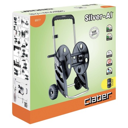 CLABER 8977 avvolgitubo silver all in alluminio carrello capacita max 60 metri
