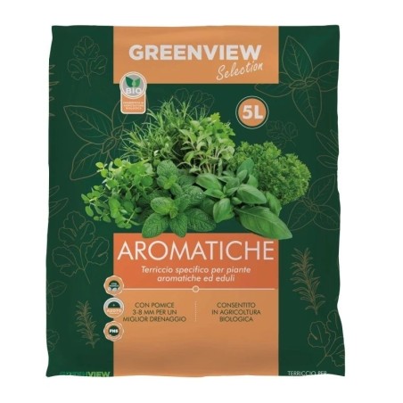 Greenview Terriccio di alta Qualità Specifico per le piante Aromatiche 5 LT