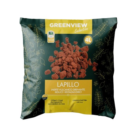 lapillo vulcanico rosso GREENVIEW misura granitella 4/8 mm 4lt