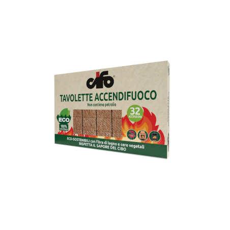 Tavolette Accendi fuoco 32 accensioni 100% vegetale CIFO ecosostenibili 5 PZ