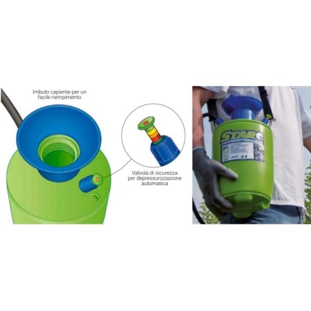 EPOCA Pompa a spalla manuale nebulizzatore 7lt per disinfestazione irrorazione