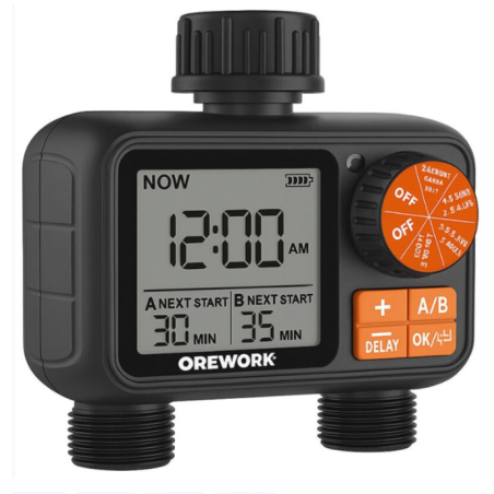 TIMER IRRIGAZIONE AUTOMATICA DIGITALE PROGRAMMATORE IRRIGATORE GIARDINO 2 VIE