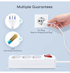 Multipresa Ciabatta Elettrica 3 Prese Universali ITA 10/16A Schuko 1,5 M Aigo
