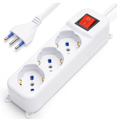 Multipresa Ciabatta Elettrica 3 Prese Universali ITA 10/16A Schuko 1,5 M Aigo