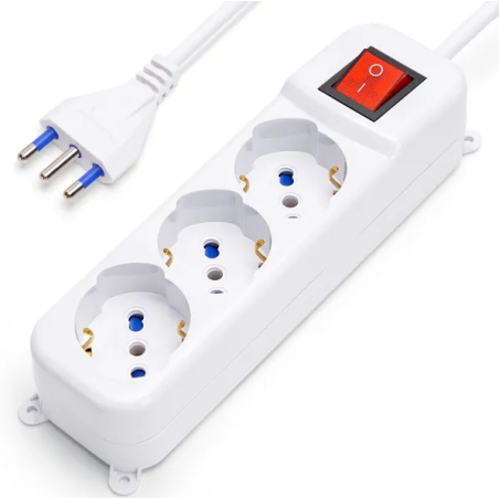 Multipresa Ciabatta Elettrica 3 Prese Universali ITA 10/16A Schuko 1,5 M Aigo