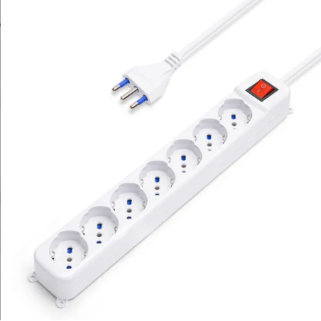 Multipresa Ciabatta Elettrica 7 Prese Universali ITA 10/16A Schuko 1,5 M Aigo