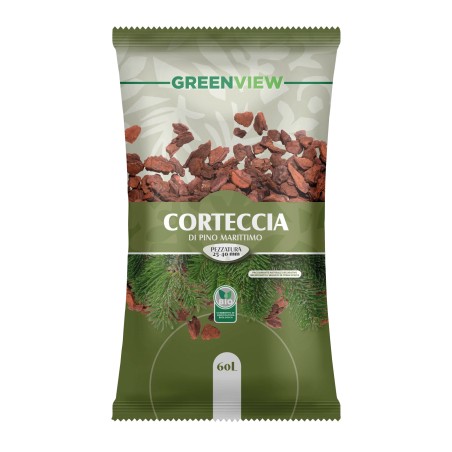 Corteccia di Pino marittimo GREENVIEW Alta Qualità 15-25 MM 60L Biologica