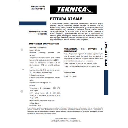 Teknica PITTURA DI SALE bianco naturale iodato traspirante antimuffa 5-12 LT