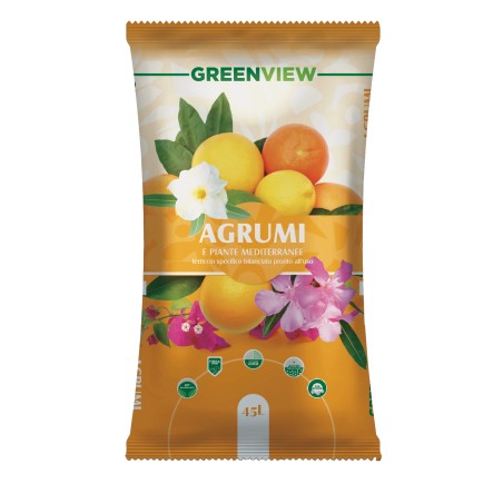 Greenview TERRICCIO TORBA PER AGRUMI LIMONI ARANCE PIANTE SUBSTRATO 45Lt con npk