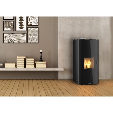Termo Stufa a pellet 22,8 kw idra24 Schuster Unical Bianca Autopulente 5 Stelle