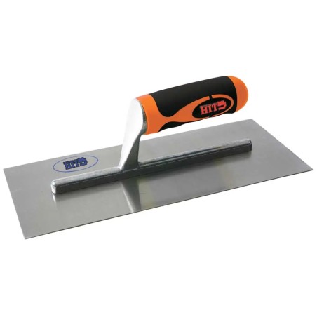 HIT Frattone frattazzo liscio per muratura edilizia acciaio cm10x24 manico gomma