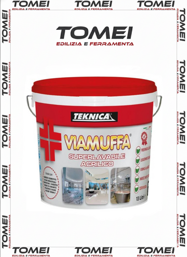 IDROPITTURA SUPERLAVABILE ACRILICO VIAMUFFA LT 4 O LT 13 BIANCO PURO TEKNICA