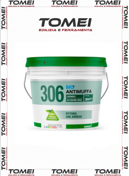 Oikos Pittura Antimuffa per interni Sanitizzante Lavabile Alta resa 306 4-12 LT