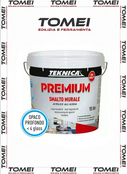 TEKNICA PREMIUM SMALTO MURALE all'Acqua OPACO Bianco Alta Resistenza 0,75-4-10LT