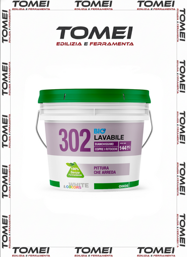 BIANCO 302 OIKOS ECOPITTURA PITTURA ACRILICA LAVABILE TRASPIRANT COPRENTE 4-12LT