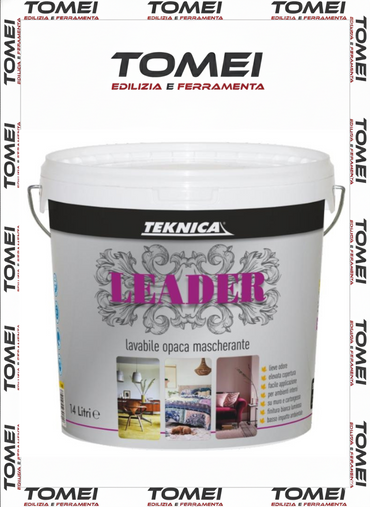 Idropittura Lavabile LEADER Teknica 4-14lt - Traspirante MASCHERANTE Bianca