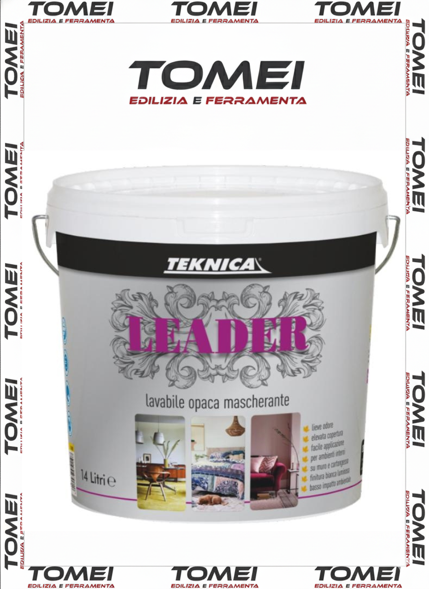 Idropittura Lavabile LEADER Teknica 4-14lt - Traspirante MASCHERANTE Bianca