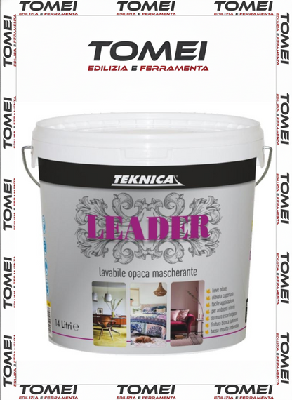 Idropittura Lavabile LEADER Teknica 4-14lt - Traspirante MASCHERANTE Bianca