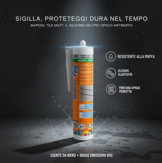 Sigillante Siliconico Opaco Per Ceramica Resistente a Muffa Mapesil Tile Matt