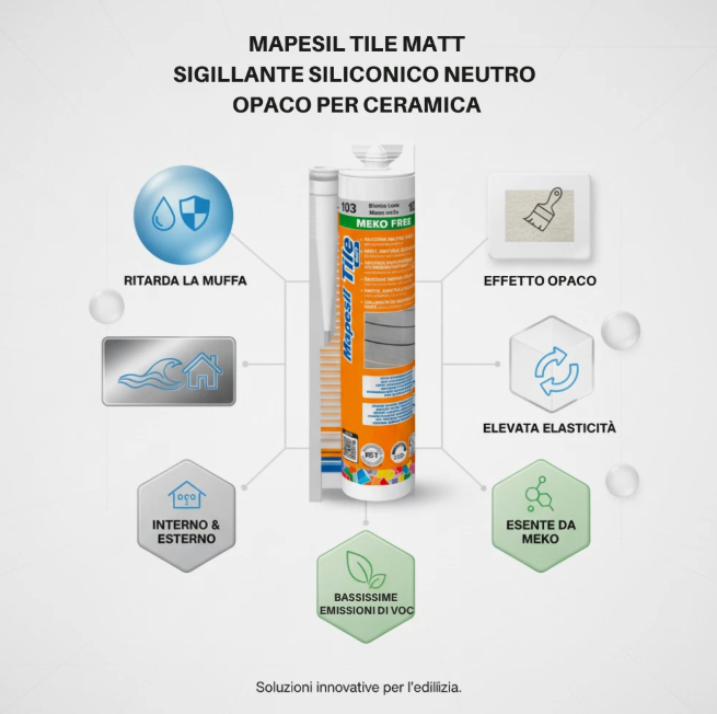 Sigillante Siliconico Opaco Per Ceramica Resistente a Muffa Mapesil Tile Matt