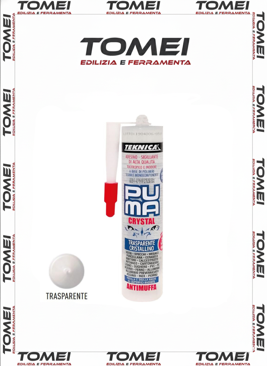 Teknica Adesivo Sigillante Puma Crystal Antimuffa Ottima resistenza 280 ML