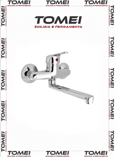 Miscelatore lavello muro Sirio Cilvani cromato erogazione orientabile